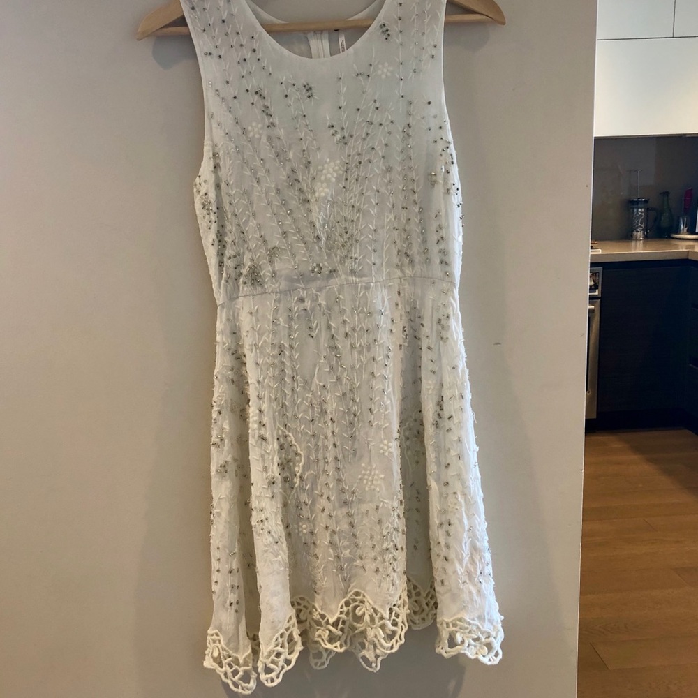 Free People Beaded White Holiday Dress